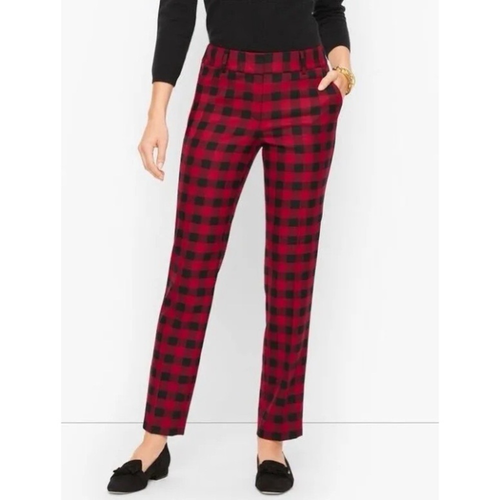 Talbots Red and Black Buffalo Plaid Straight-Leg Pants